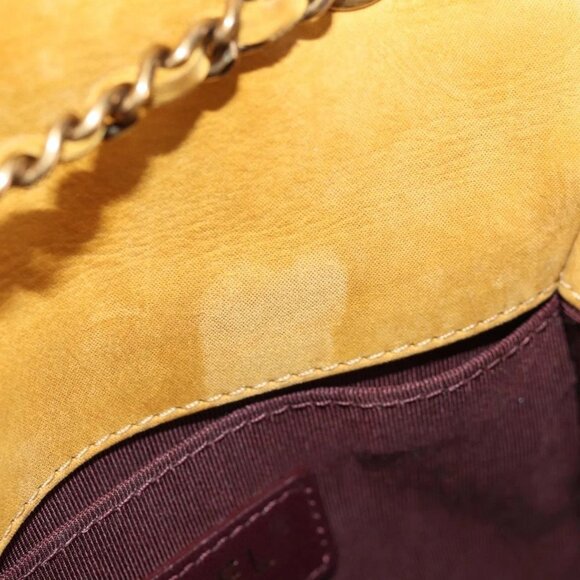 CHANEL Chain Shoulder Bag Suede Yellow Gold CC Auth 145362A - Picture 15 of 16